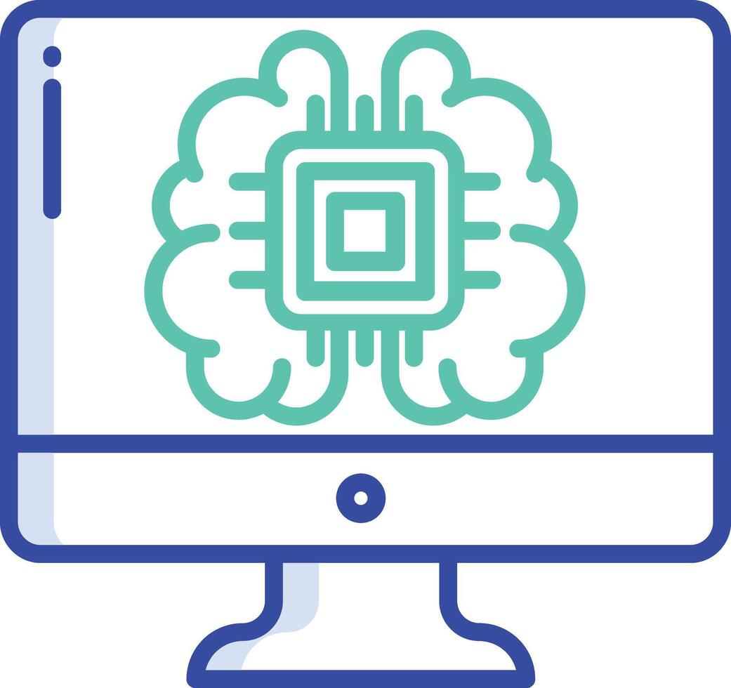 Computer outline color illustrations vector