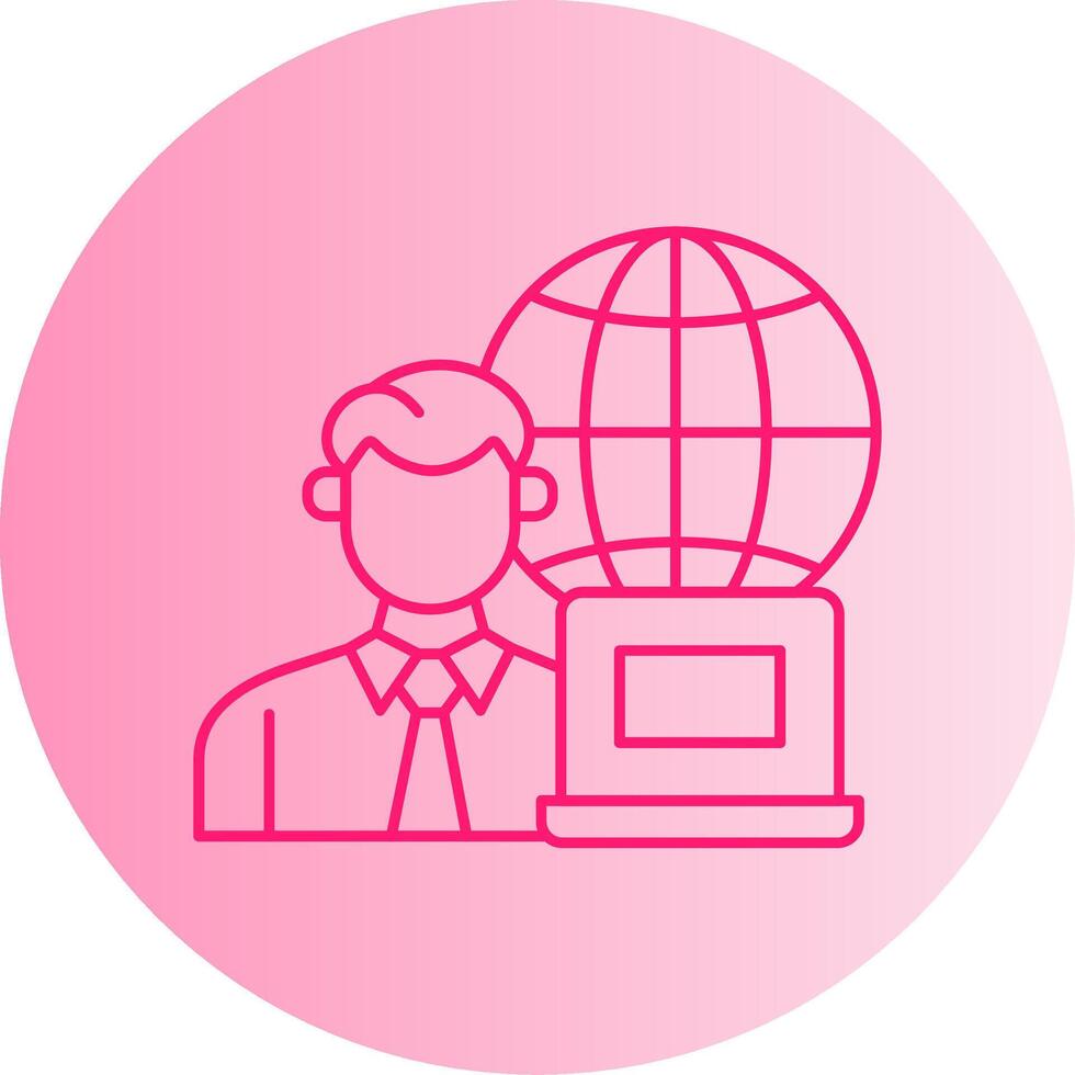 Remotely Working Gradient Circle Icon vector
