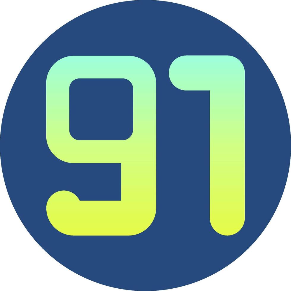 Ninety one Gradient Circle Icon vector