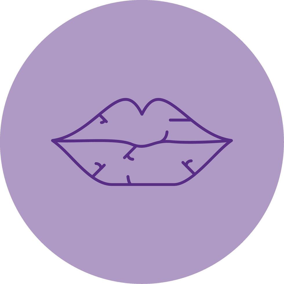 Dry Lips Line Dual Tone Circle Icon vector