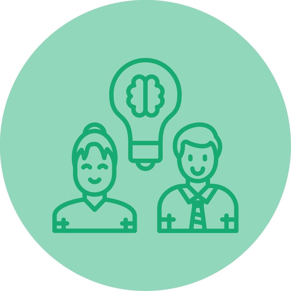 Team Idea Line Dual Tone Circle Icon vector