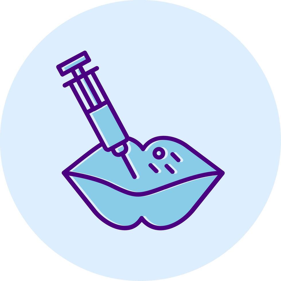 Lip Filler Line Dual Tone Circle Icon vector