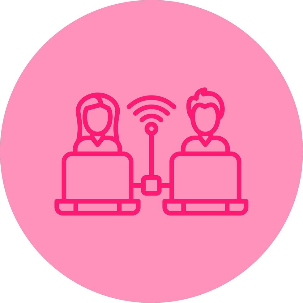 Remote Access Line Dual Tone Circle Icon vector