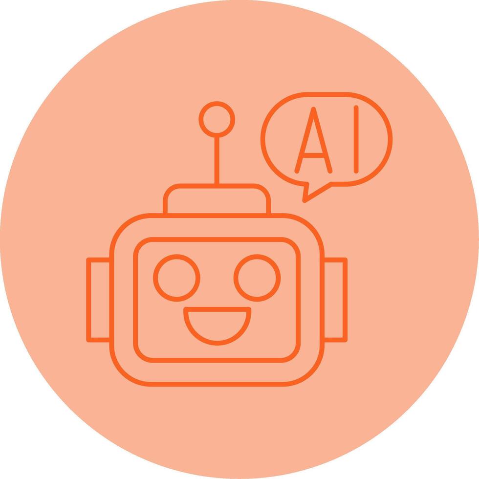 Ai Assistant Line Dual Tone Circle Icon vector