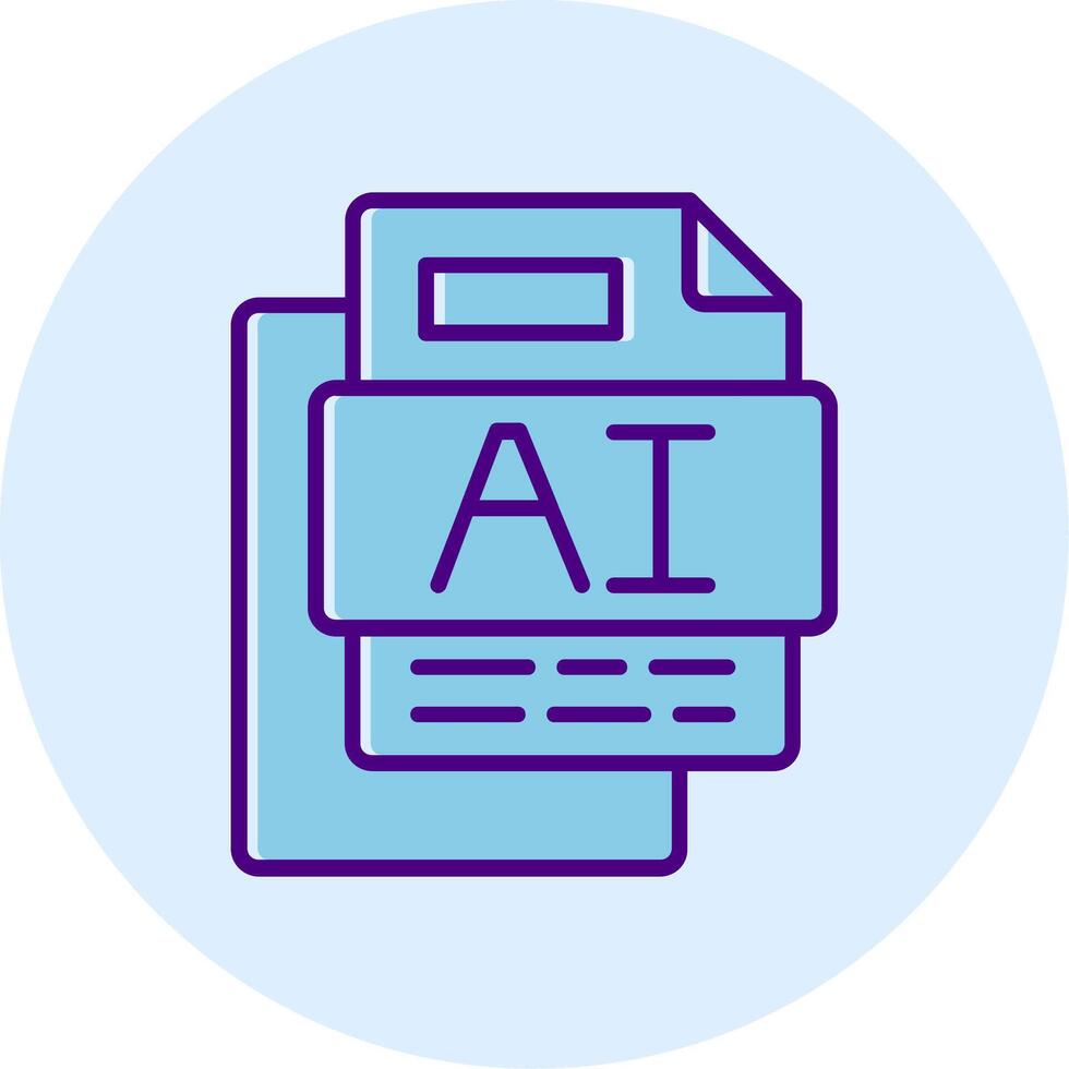 AI File Line Dual Tone Circle Icon vector