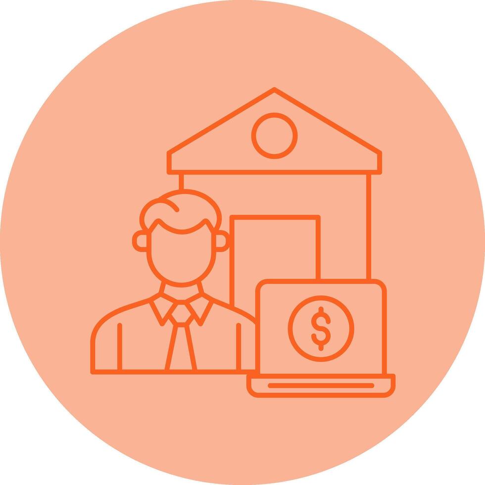 Work From Home Line Dual Tone Circle Icon vector