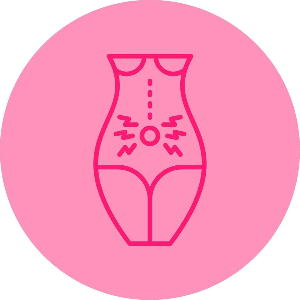 Belly Pain Line Dual Tone Circle Icon vector