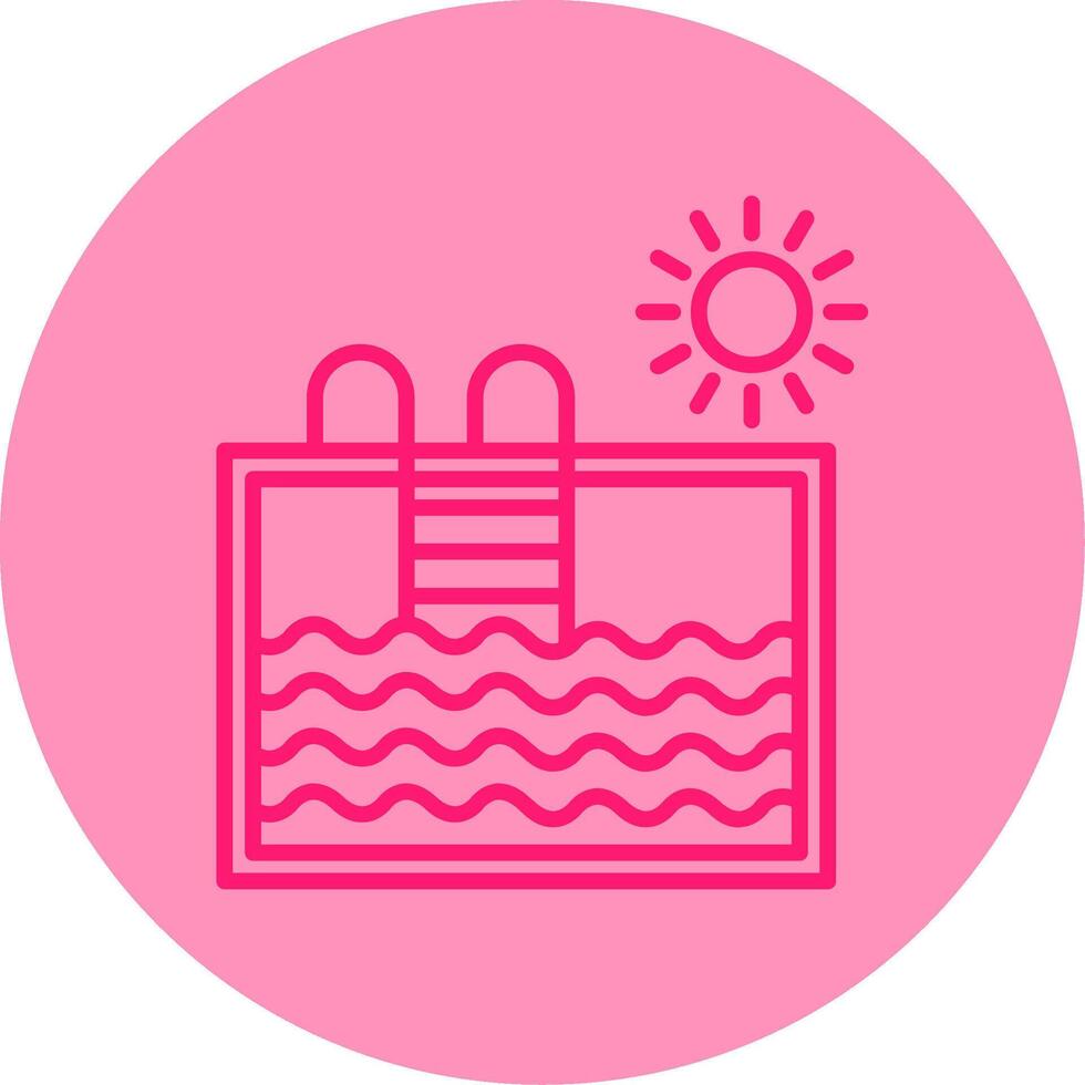 Swimming Pool Line Dual Tone Circle Icon vector