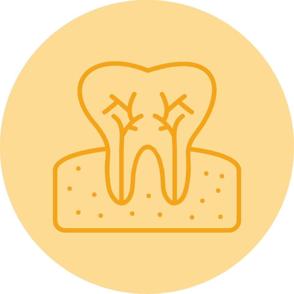 Tooth Line Dual Tone Circle Icon vector