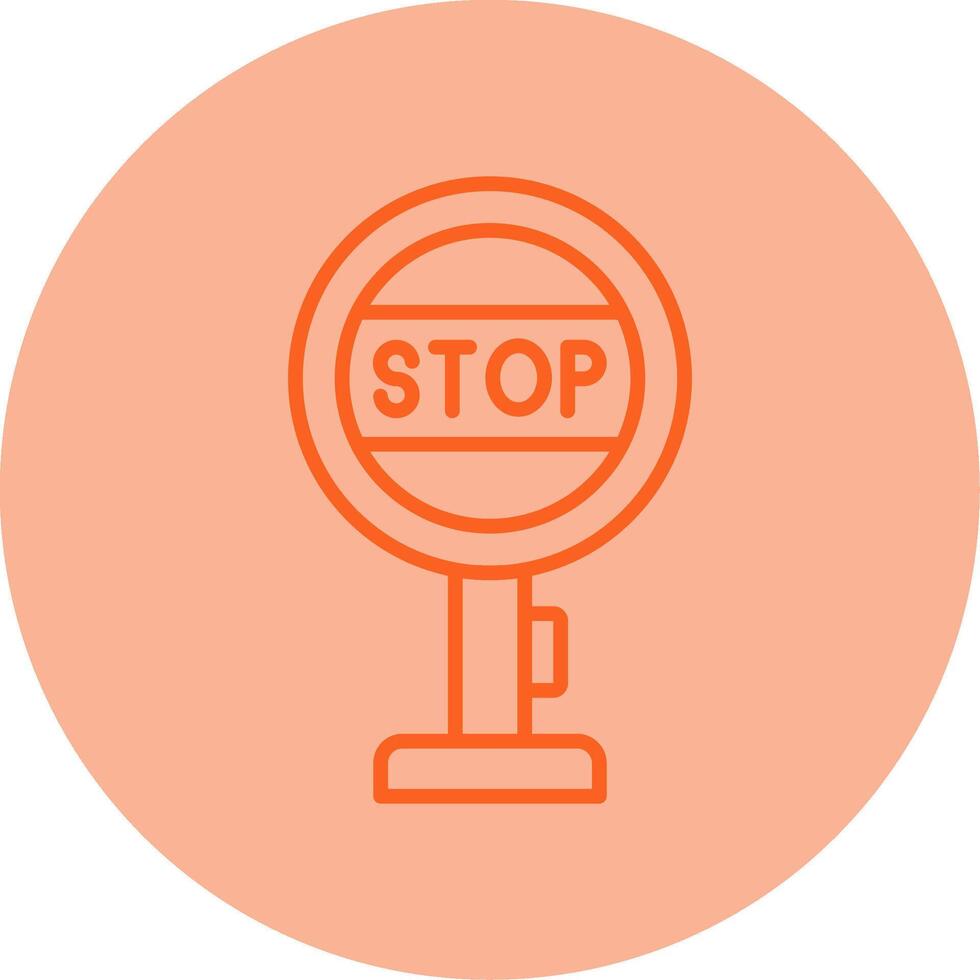 Stop Sign Board Line Dual Tone Circle Icon vector