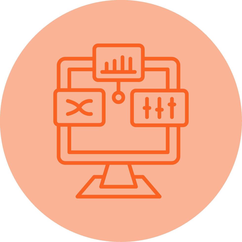 Analysis Line Dual Tone Circle Icon vector