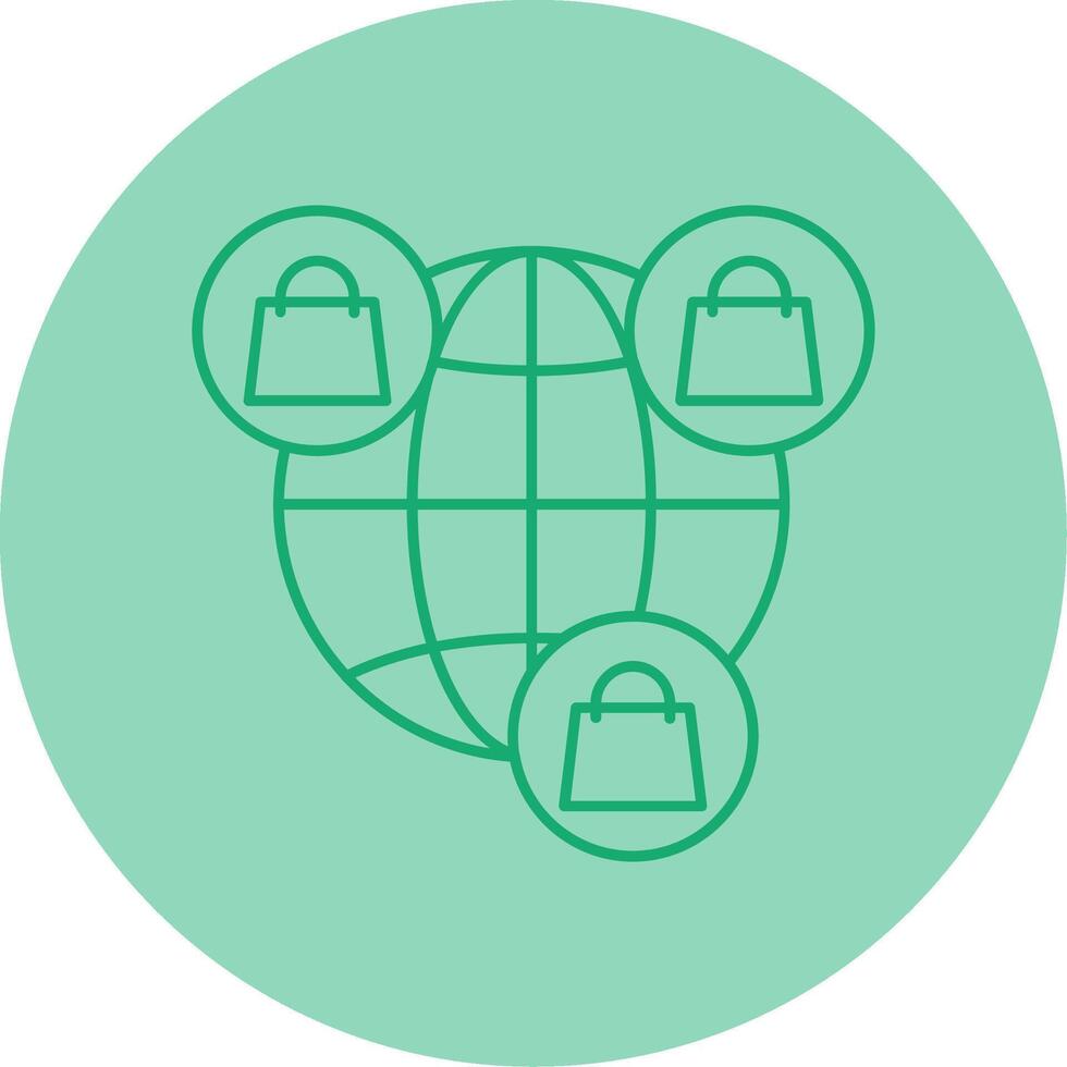 Worldwide Shopping Line Dual Tone Circle Icon vector