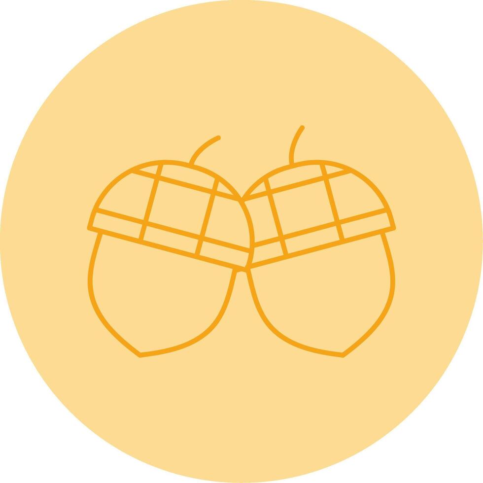 Acorn Line Dual Tone Circle Icon vector