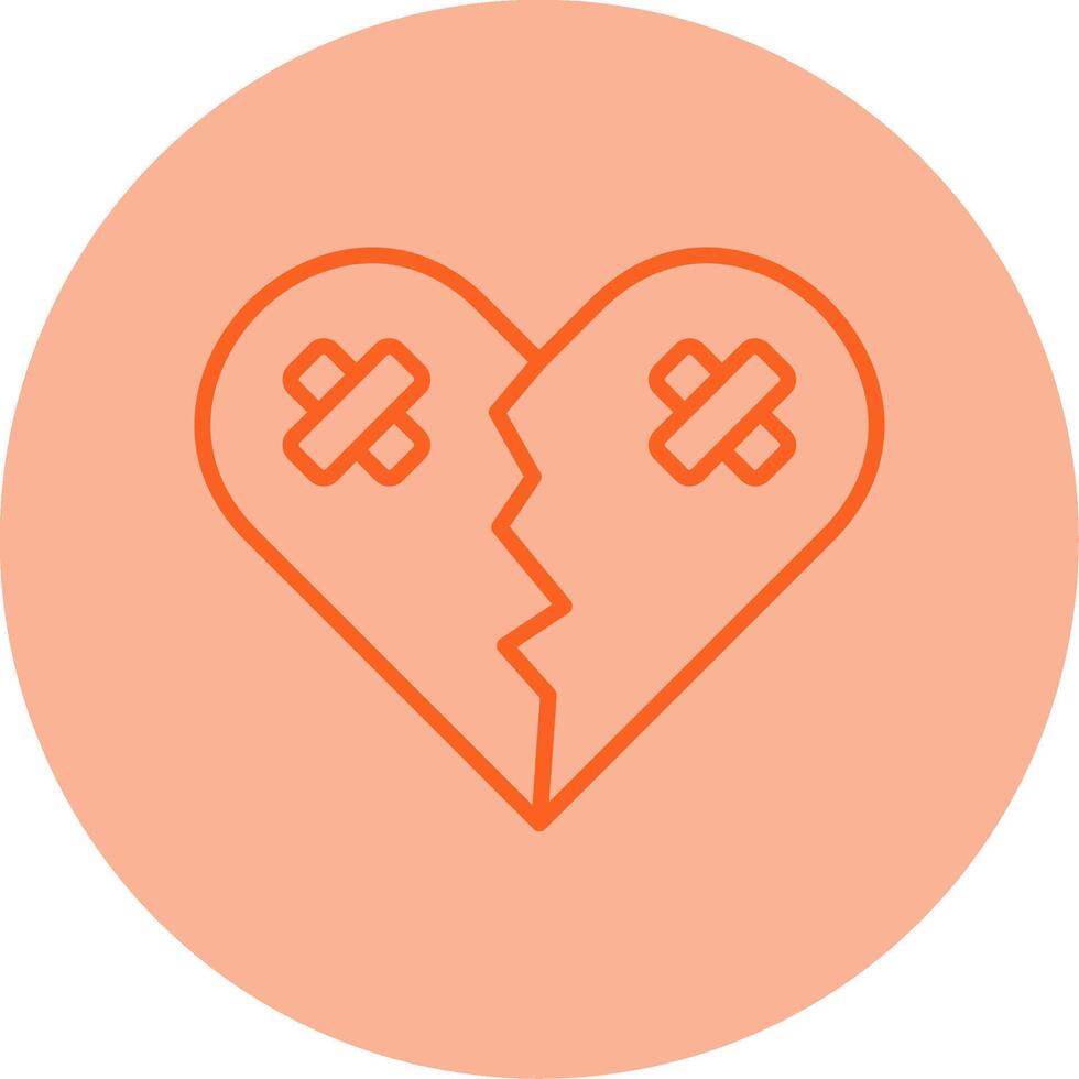 Broken Heart Line Dual Tone Circle Icon vector