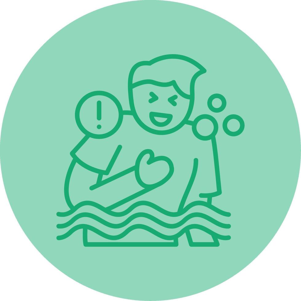 Drowning Feeling Line Dual Tone Circle Icon vector