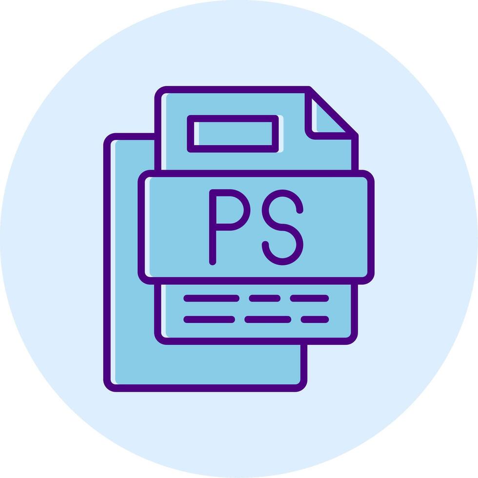 PS File Line Dual Tone Circle Icon vector