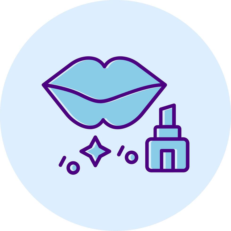 Lip Stick Line Dual Tone Circle Icon vector