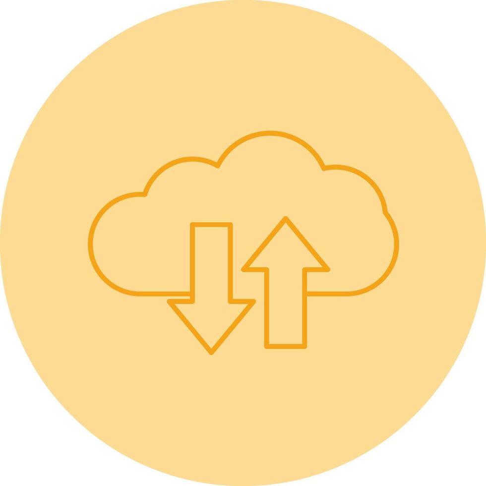 Cloud Upload And Download Line Dual Tone Circle Icon vector
