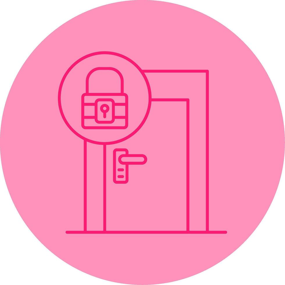 Door Lock Line Dual Tone Circle Icon vector