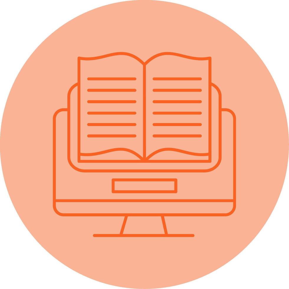 E Learning Line Dual Tone Circle Icon vector