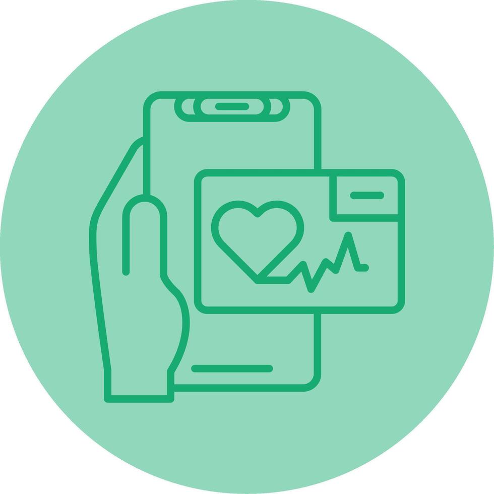 Heart Rate App Line Dual Tone Circle Icon vector