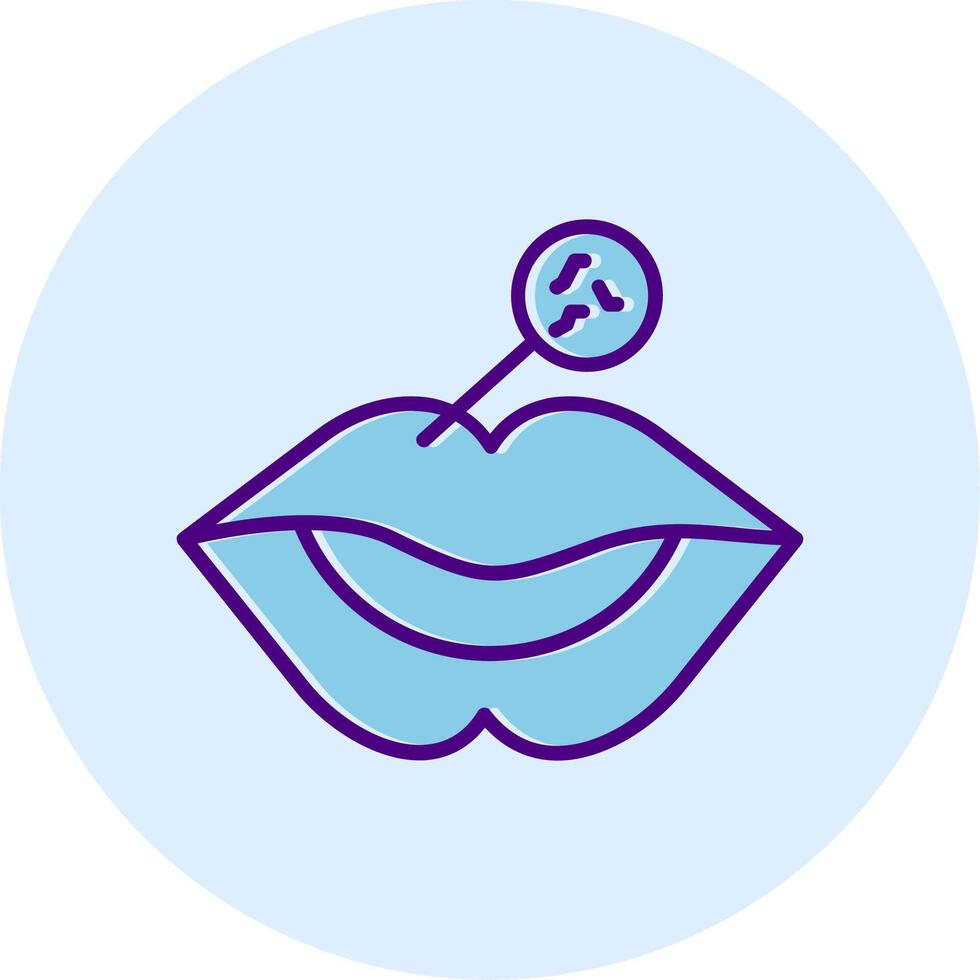 Lips Line Dual Tone Circle Icon vector