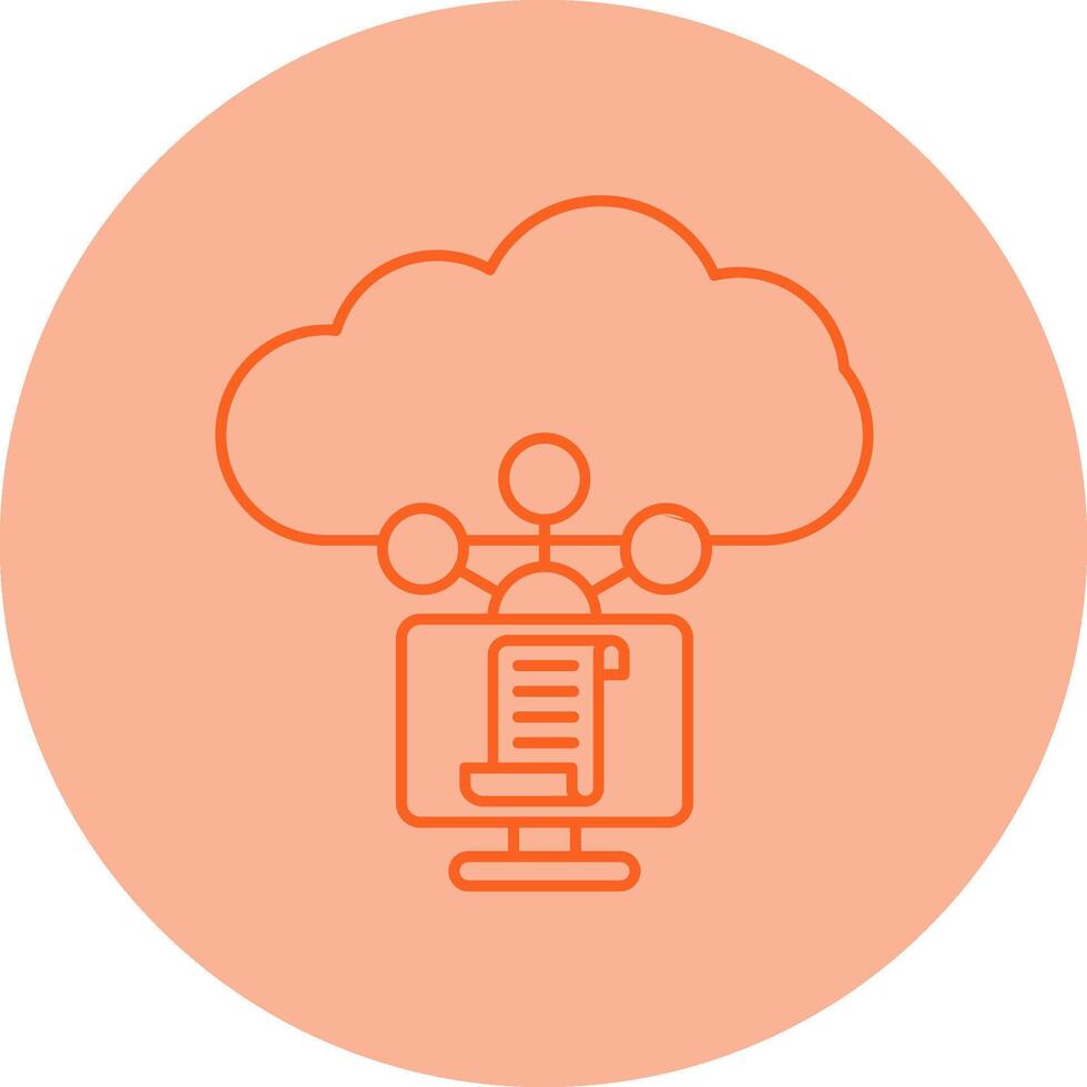 Cloud Service Line Dual Tone Circle Icon vector