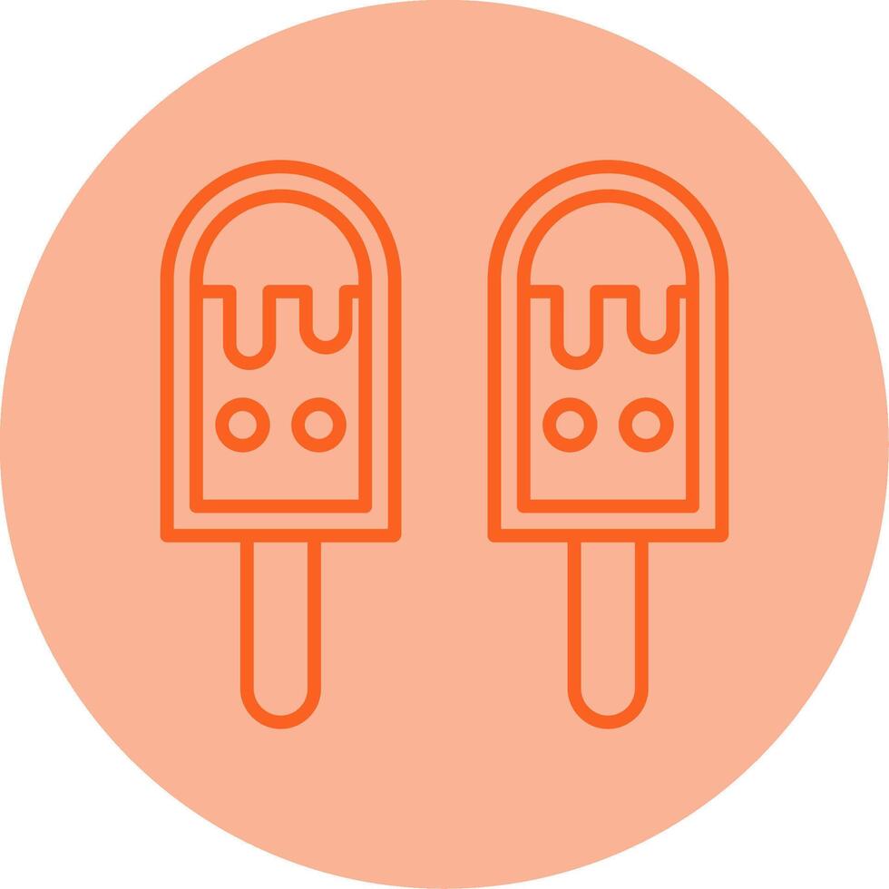 Ice Cream Line Dual Tone Circle Icon vector