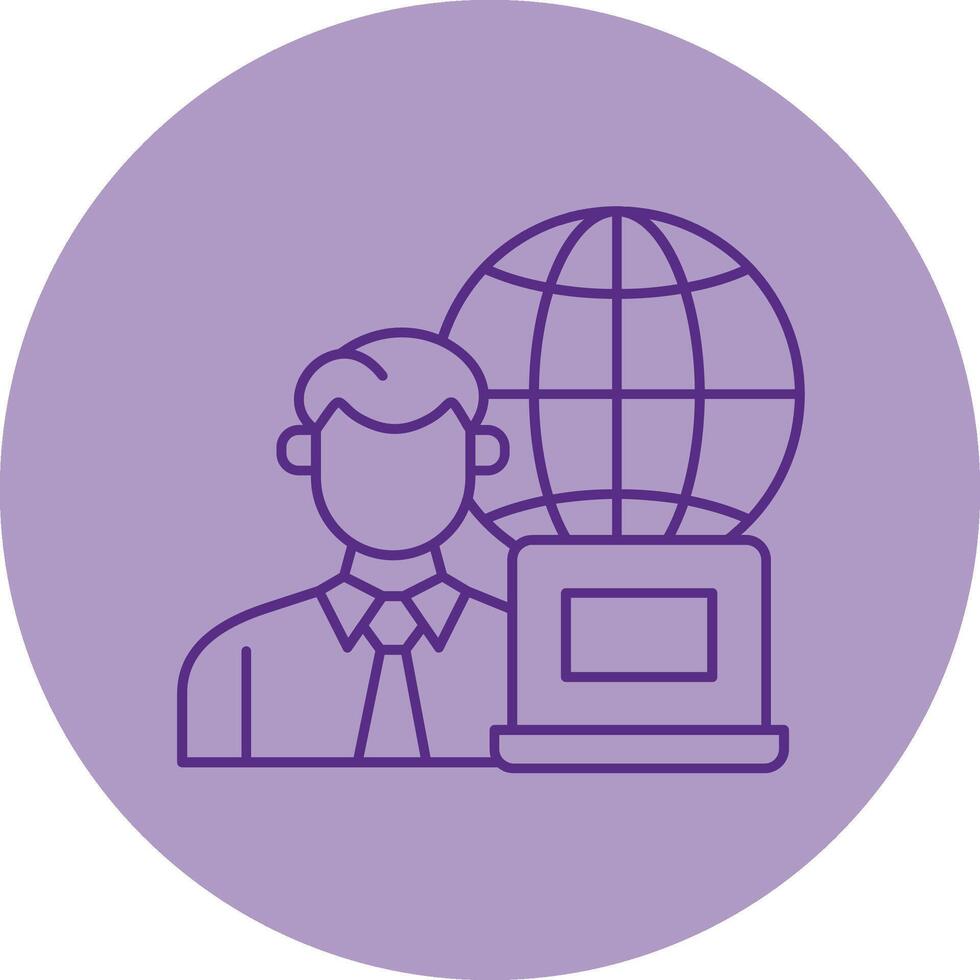 Remotely Working Line Dual Tone Circle Icon vector