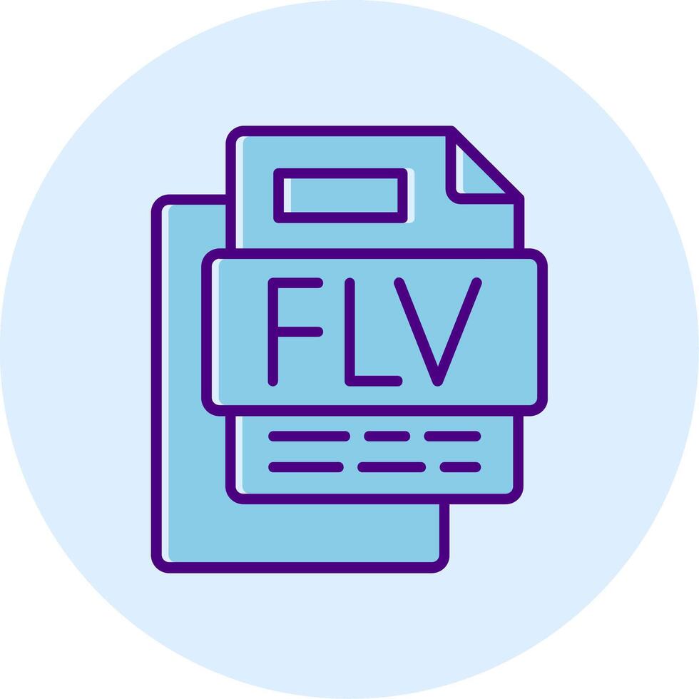 FLV File Line Dual Tone Circle Icon vector