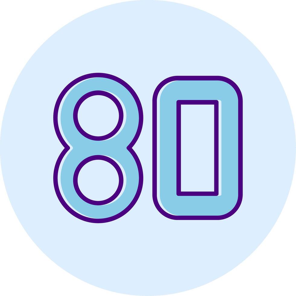 Eighty Line Dual Tone Circle Icon vector