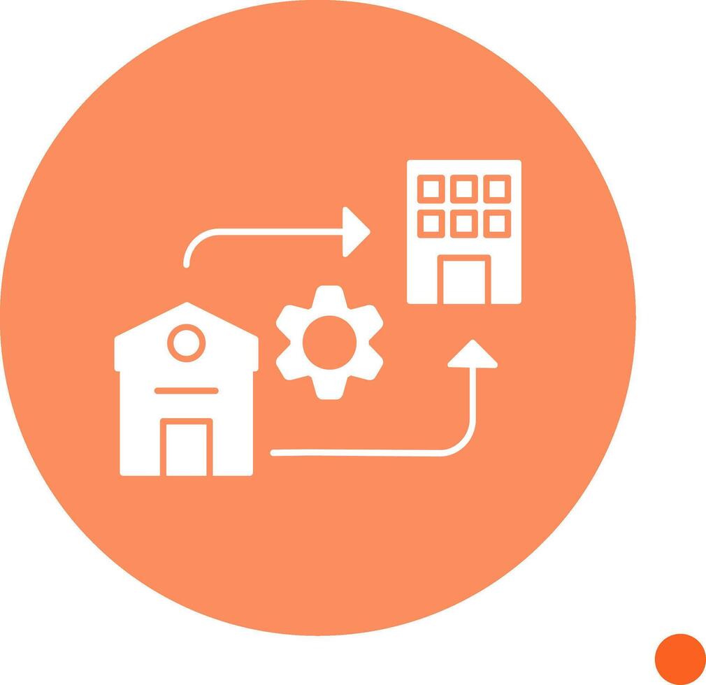 Hybrid Work Long Shadow Circle Icon vector