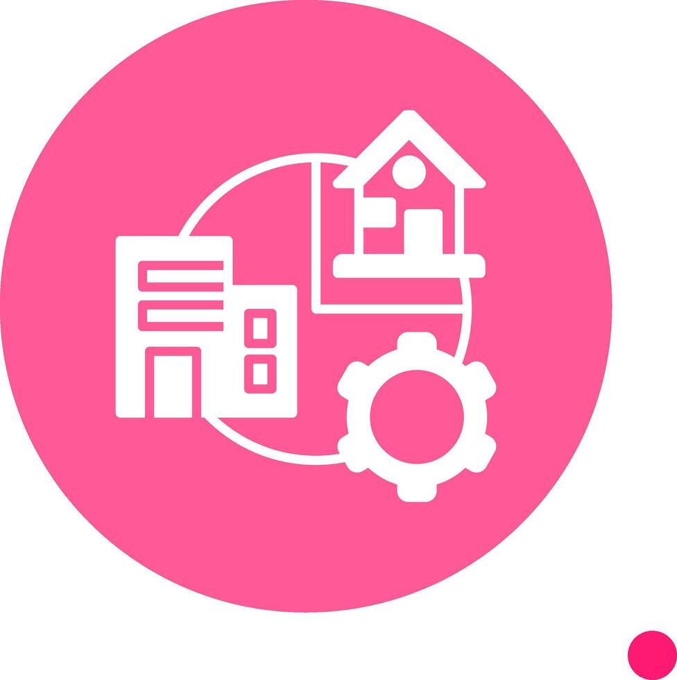 Hybrid Work Long Shadow Circle Icon vector