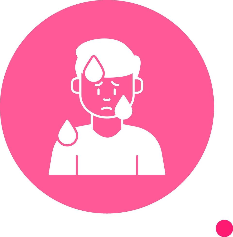 Male Sweating Long Shadow Circle Icon vector