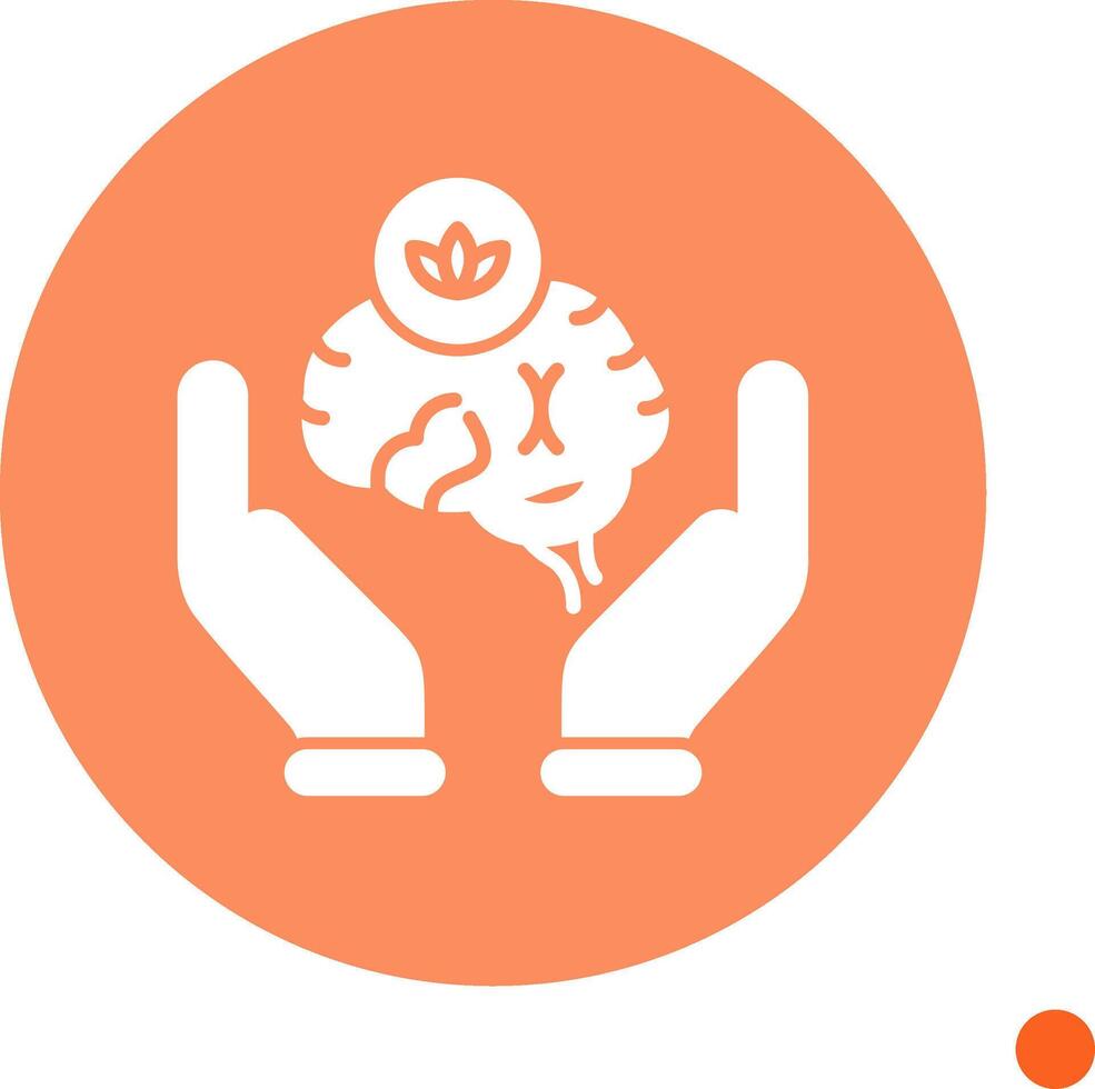 Brain Long Shadow Circle Icon vector