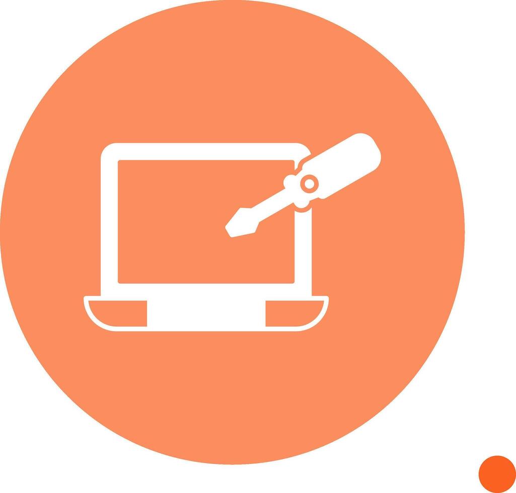Laptop Repair Long Shadow Circle Icon vector