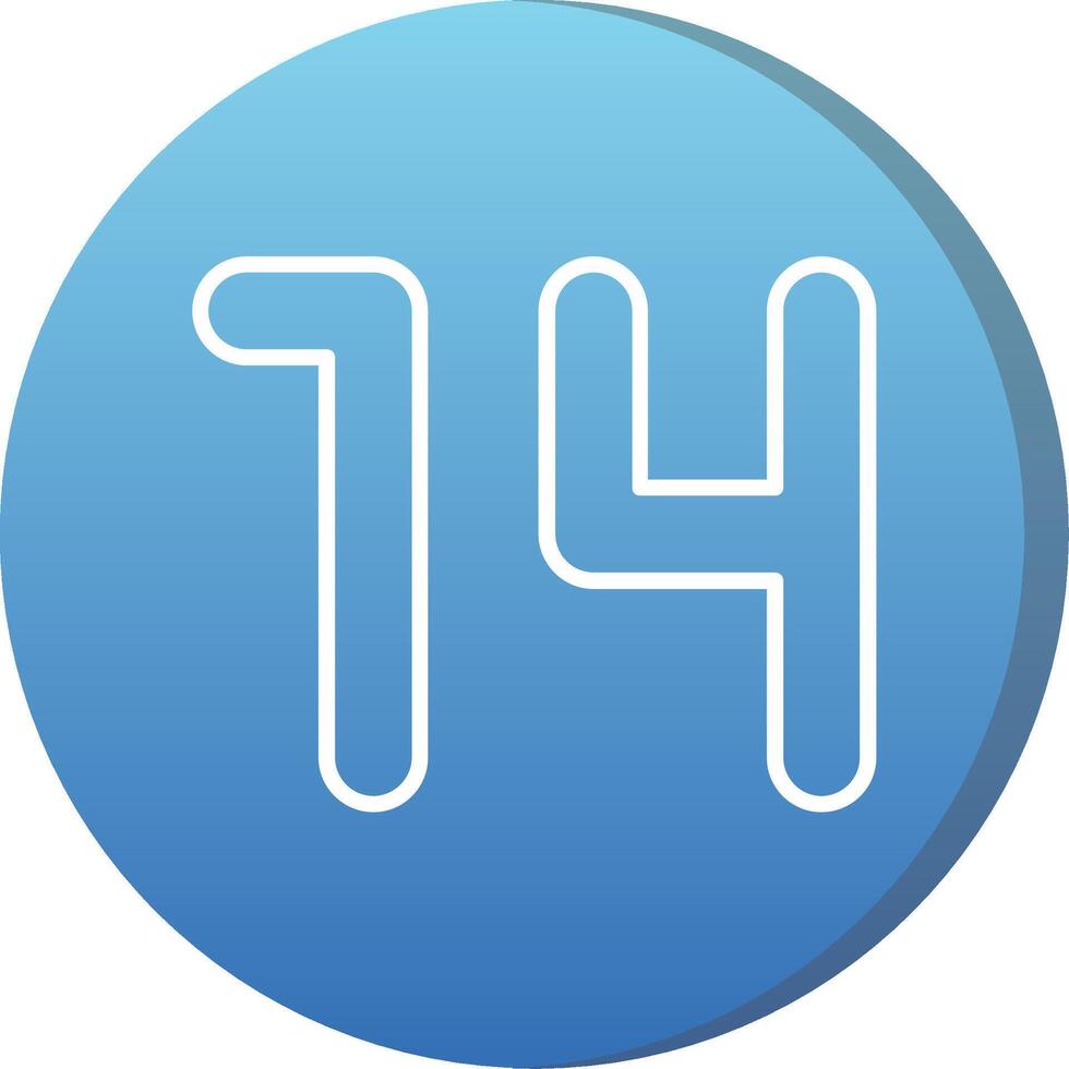 Fourteen Long Shadow Circle Icon vector
