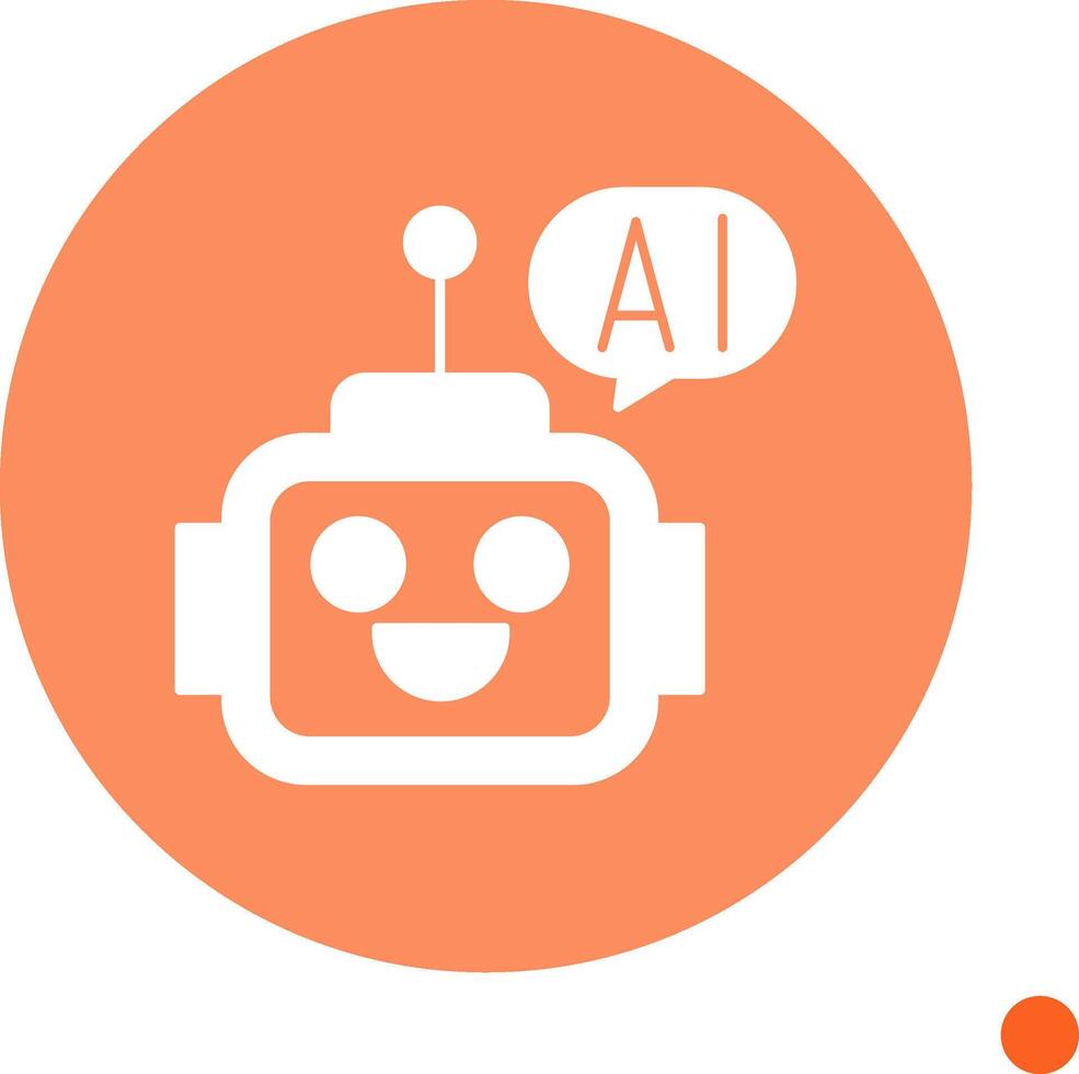 Ai Assistant Long Shadow Circle Icon vector