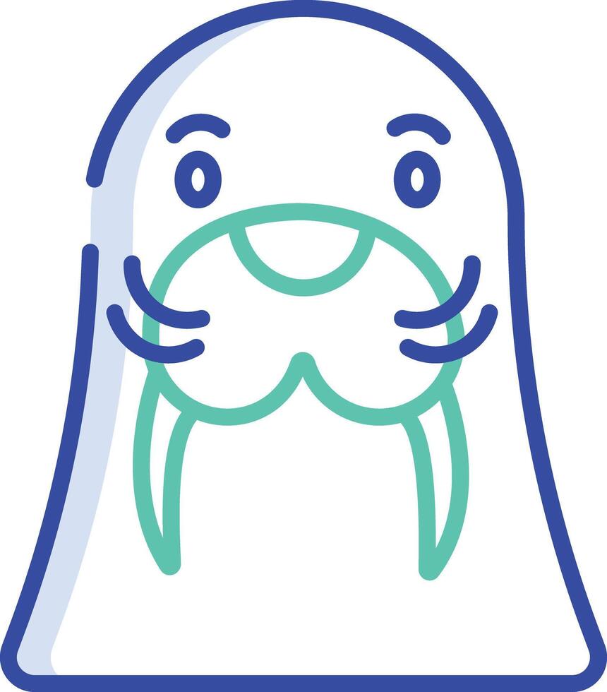 Walrus outline color illustration vector