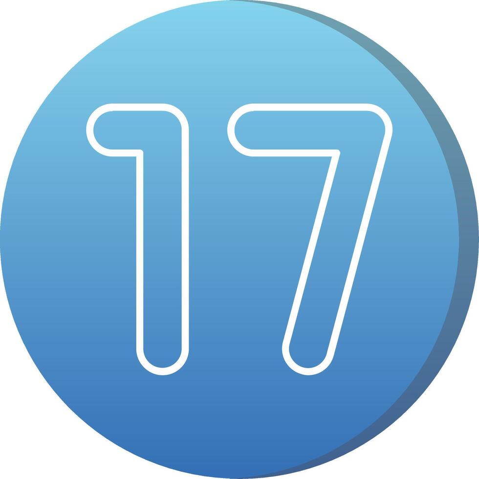 Seventeen Long Shadow Circle Icon vector