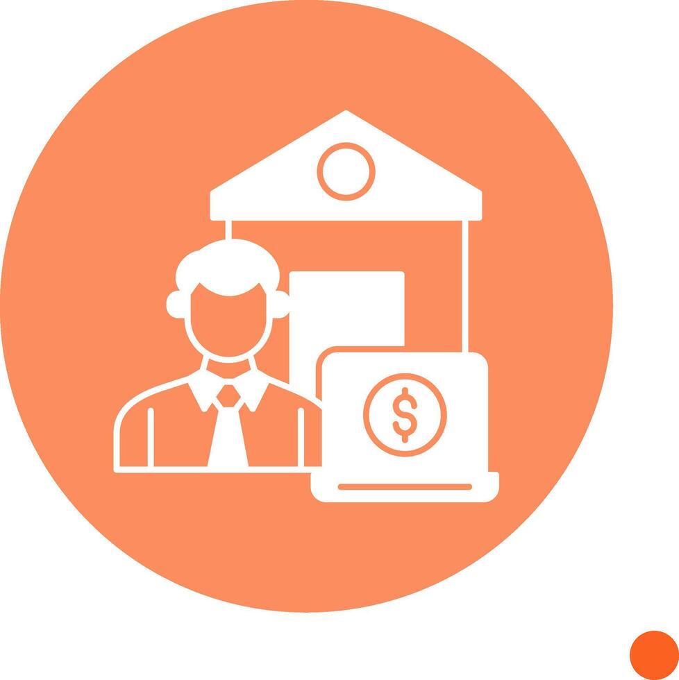 Work From Home Long Shadow Circle Icon vector