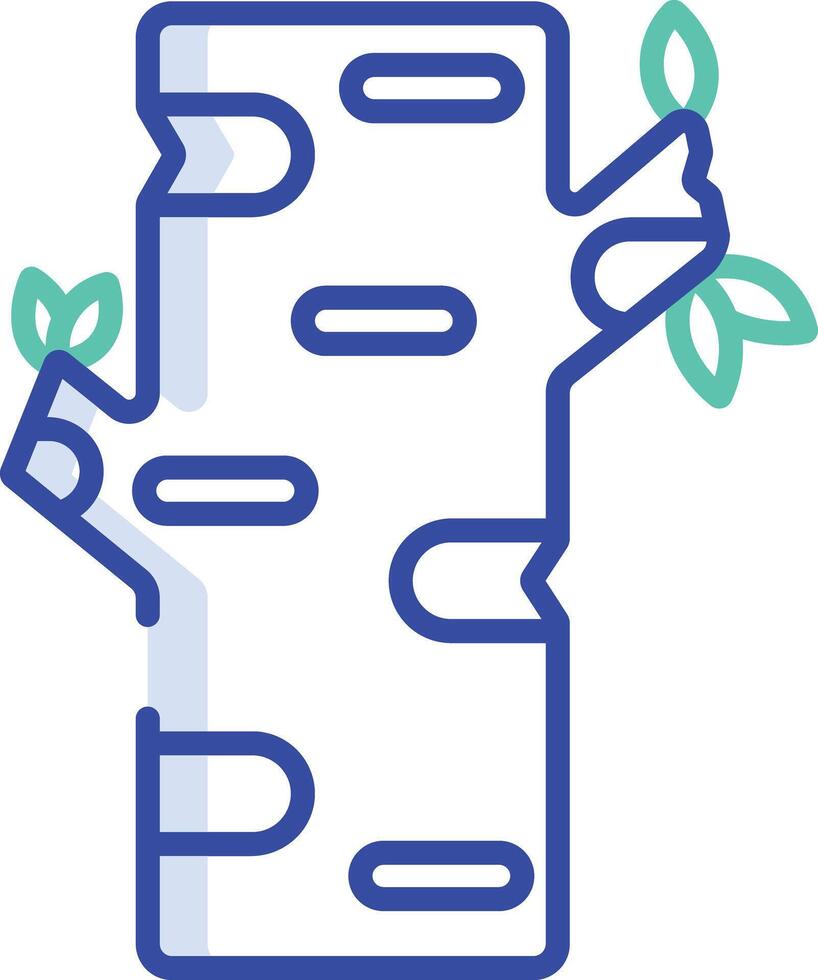 Birch Tree outline color illustration vector