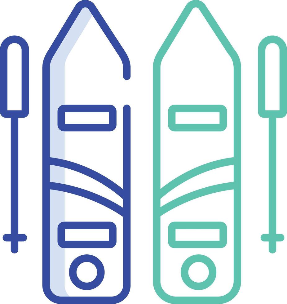Ski board outline color illustration vector