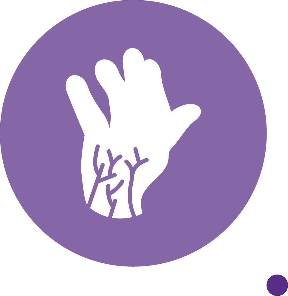 Hand Nerves Long Shadow Circle Icon vector