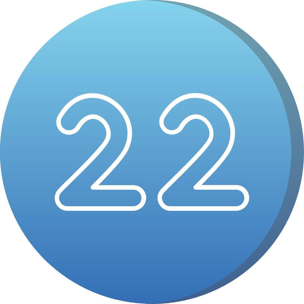 Twenty two Long Shadow Circle Icon vector