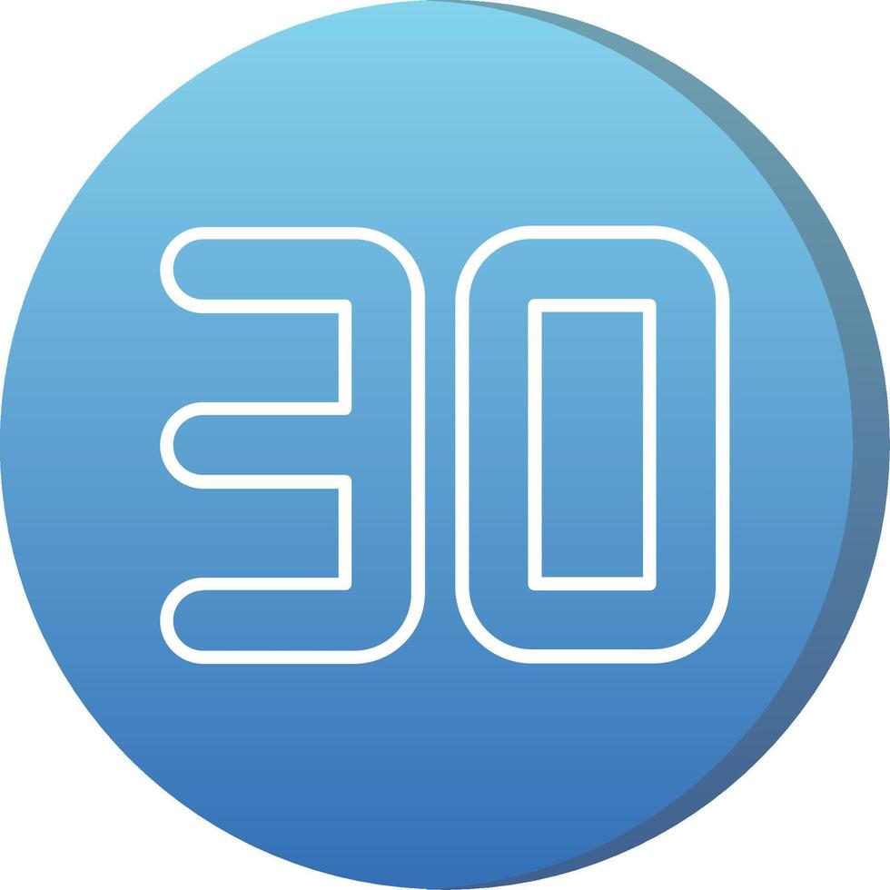 Thirty Long Shadow Circle Icon vector