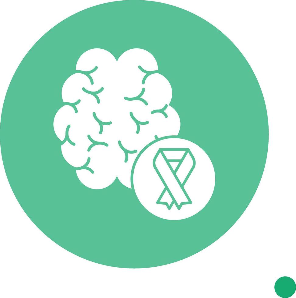 Brain Grey Ribbon Long Shadow Circle Icon vector