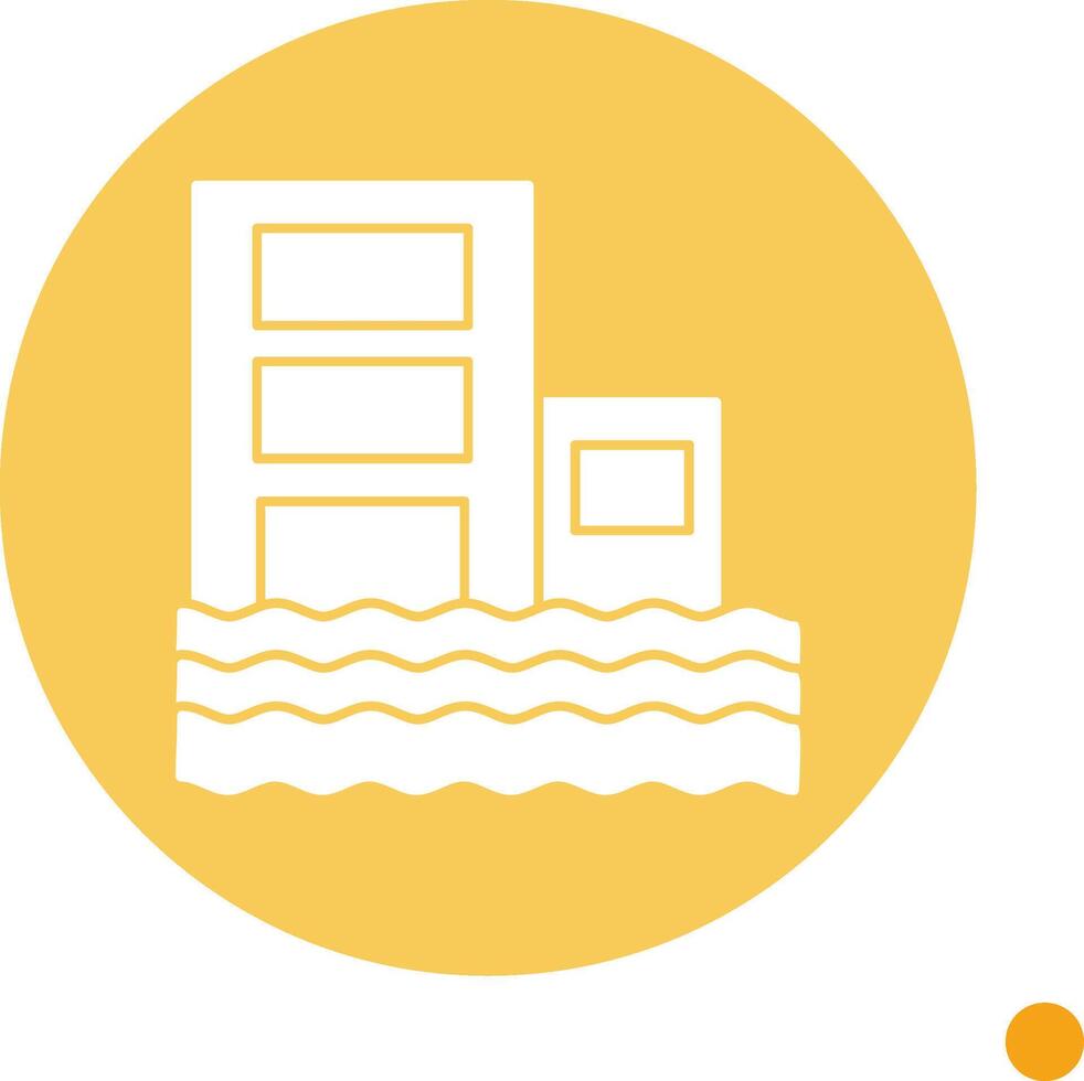 Flood Long Shadow Circle Icon vector