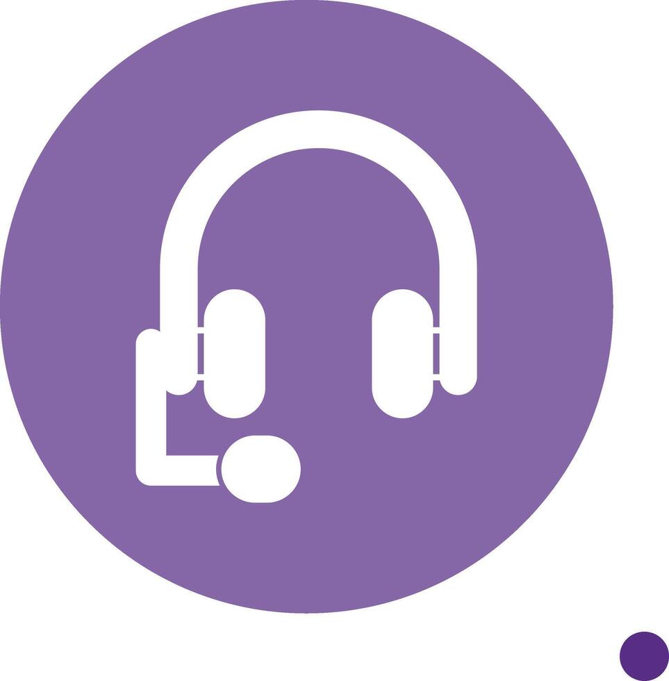Headphones Long Shadow Circle Icon vector