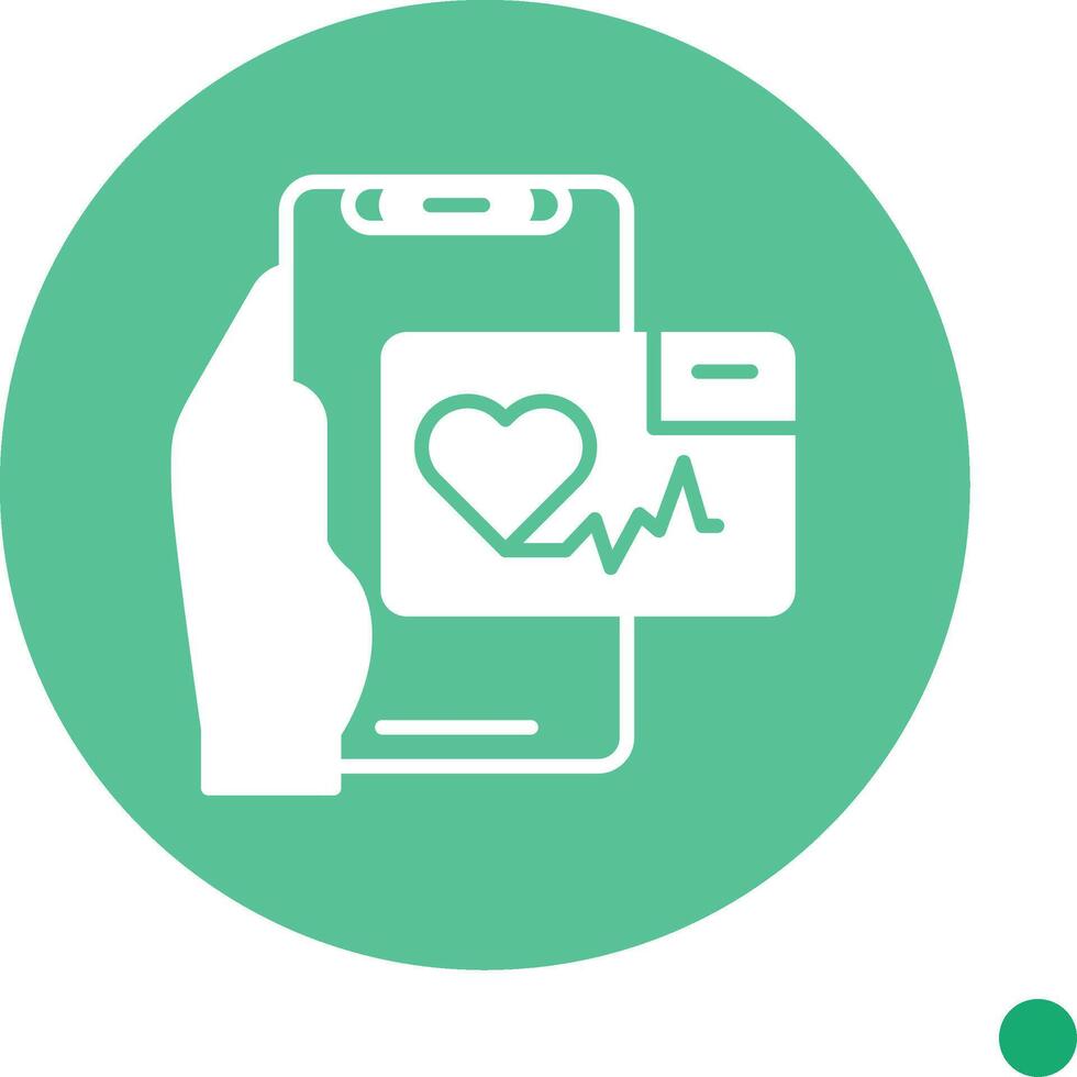 Heart Rate App Long Shadow Circle Icon vector